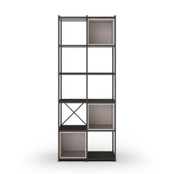 Libreria, 70,5 x 39 x 179 cm, in legno e metallo, colore nero e crema | Collezione Anya