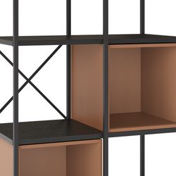 Librería, 70,5 x 39 x 179 cm, de madera y metal en negro y terracota | Colección Anya