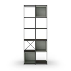 Librería, 70,5 x 39 x 179 cm, de madera y metal en negro y verde | Colección Anya