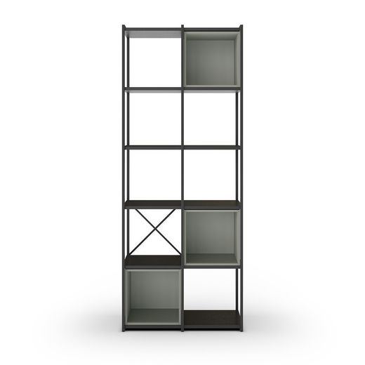 Librería, 70,5 x 39 x 179 cm, de madera y metal en negro y verde | Colección Anya