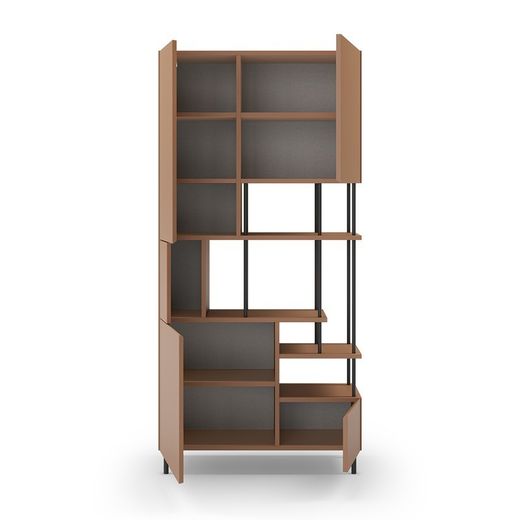 Librería, 84 x 34 x 175 cm, de madera en terracota | Colección Perla