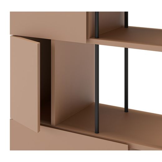 Librería, 84 x 34 x 175 cm, de madera en terracota | Colección Perla