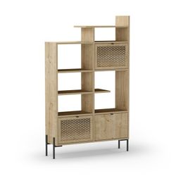 Librería, 99,4 x 29,5 x 160 cm, de madera y metal en color roble | Colección Inca