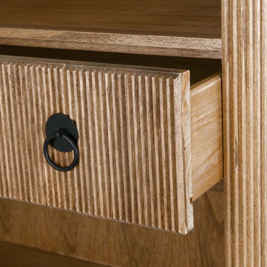 Librería Decorativa de Pared en Madera y Metal Pärumm Lessime 75x40x189 cm 4 Baldas y 1 Cajón Diseño Vintage