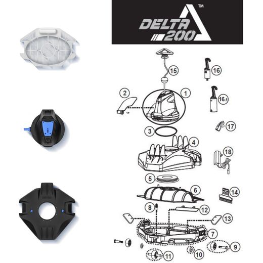 Robot de Nettoyage de Piscine Kokido Delta 200 Plastique Noir 45 m² Sans Fil