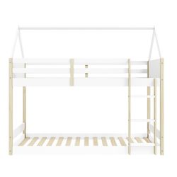 Litera cabaña, 197,4 x 103,4 x 174,9 cm, de madera en blanco y natural | Colección Sila