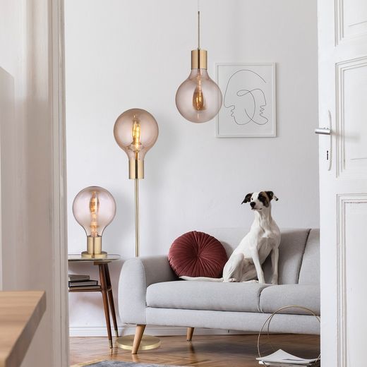 Lampada da tavolo, Ø30 x 49 cm, in vetro ambra | Collezione Laugo
