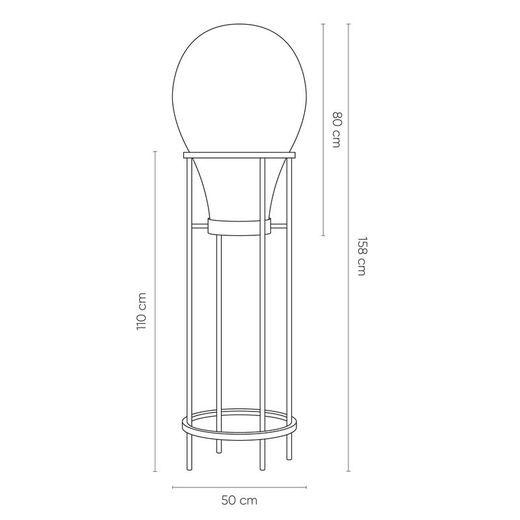 Lampada da terra, Ø 50 x 158 cm, in vetro fumé | Collezione Hatann