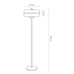 Lámpara de pie, Ø40 x 156 cm, de vidrio blanco y dorado | Colección Sarod