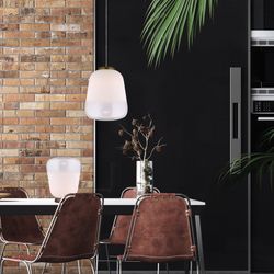 Lámpara de techo, Ø33 x 160 cm, de vidrio blanco