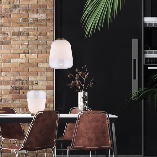 Lámpara de techo, Ø33 x 160 cm, de vidrio blanco