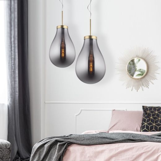 Lampada a sospensione, Ø40 cm, in vetro fumé | Collezione Hatann