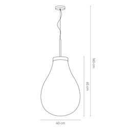 Lampadario a sospensione, Ø40 x 160 cm, in vetro ambra | Collezione Hatann
