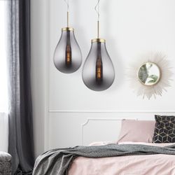 Lampada a sospensione, Ø50 x 80 cm, in vetro fumé | Collezione Hatann