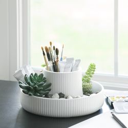 Vaso da fiori, 23,5 x 11,4 cm, in ceramica bianca | Collezione Fountain