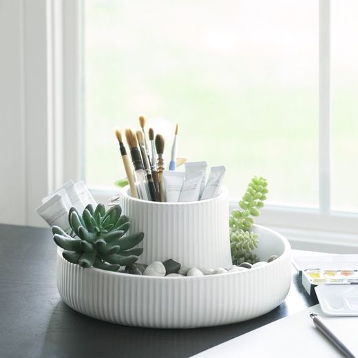 Vaso da fiori, 23,5 x 11,4 cm, in ceramica bianca | Collezione Fountain