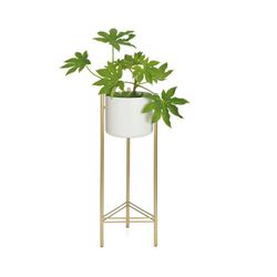 Vaso da fiori, 28 x 28 x 80 cm, in metallo bianco e dorato | Collezione Gold