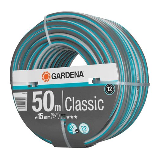 Manguera Gardena Classic 50 m, 15 mm, 22 bares, sin metales, resistente a UV