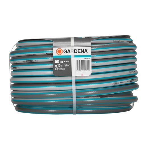 Manguera Gardena Classic 50 m, 15 mm, 22 bares, sin metales, resistente a UV