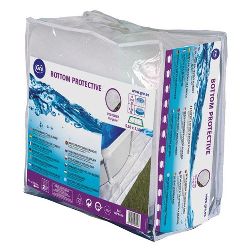 Schutzmatte Gre für runde Pools 350-400 cm, weißer Polyester