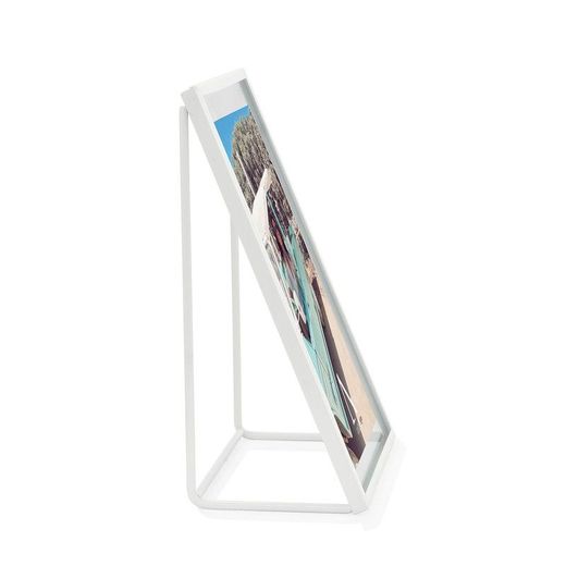 Marco de fotos , 15,5 x 7 x 20,5 cm, de metal y cristal en blanco | Colección Boston