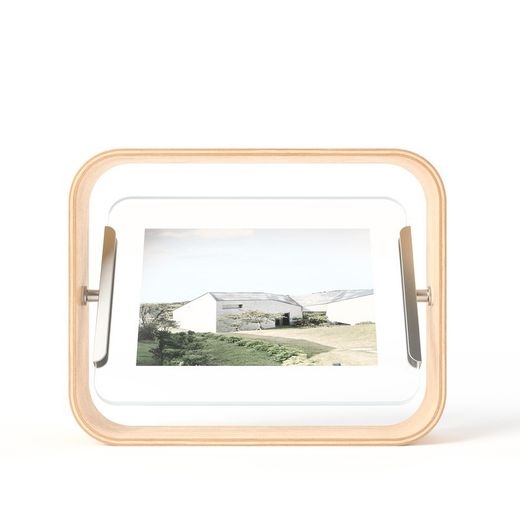 Marco de fotos, 19 x 24 x 5 cm, de madera de haya y cristal en natural claro | Colección Bellwood