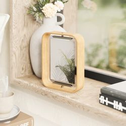 Marco de fotos, 19 x 24 x 5 cm, de madera de haya y cristal en natural claro | Colección Bellwood