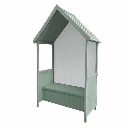 Marquesina Gardiun Alice Green 75x137x223 cm de Madera con Banco - Terraza Exterior con Diseño Elegante y Resistente