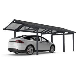 Marquesina Solar Gardiun Techno Becquerel I 340x712x277 cm para Cochera con Paneles Fotovoltaicos y Estructura de Aluminio 30 mm | Sistema de Evacuación de Aguas Pluviales