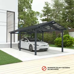 Marquesina Solar Gardiun Techno Becquerel I 340x712x277 cm para Cochera con Paneles Fotovoltaicos y Estructura de Aluminio 30 mm | Sistema de Evacuación de Aguas Pluviales