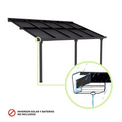 Marquesina Solar Gardiun Techno Becquerel II 331x596x350 cm para Cochera con Paneles Fotovoltaicos y Estructura de Aluminio 30 mm, Incluye Sistema de Evacuación de Aguas Pluviales