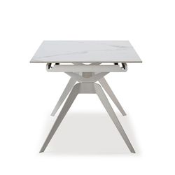 Mesa, 160/220 x 90 x 76 cm, de cerámica y metal en blanco  | Colección Lula
