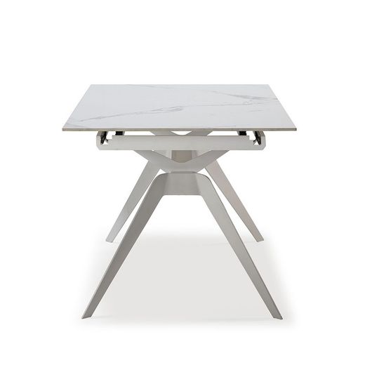 Mesa, 160/220 x 90 x 76 cm, de cerámica y metal en blanco  | Colección Lula