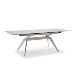 Mesa, 160/220 x 90 x 76 cm, de cerámica y metal en blanco  | Colección Lula