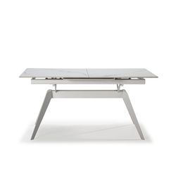 Mesa, 160/220 x 90 x 76 cm, de cerámica y metal en blanco  | Colección Lula