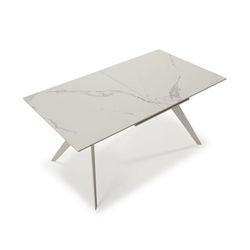 Mesa, 160/220 x 90 x 76 cm, de cerámica y metal en blanco  | Colección Lula