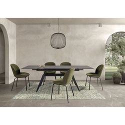 Tavolo, 160/220 x 90 x 76 cm, in ceramica e metallo nero | Collezione Lula