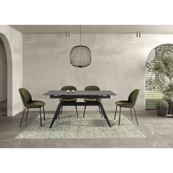 Tavolo, 160/220 x 90 x 76 cm, in ceramica e metallo nero | Collezione Lula
