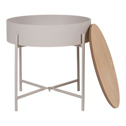 Tavolino, 40 x 40 x 40 cm, in acciaio beige e legno naturale | Collezione Sisco