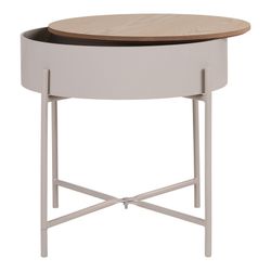 Tavolino, 40 x 40 x 40 cm, in acciaio beige e legno naturale | Collezione Sisco