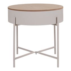 Tavolino, 40 x 40 x 40 cm, in acciaio beige e legno naturale | Collezione Sisco