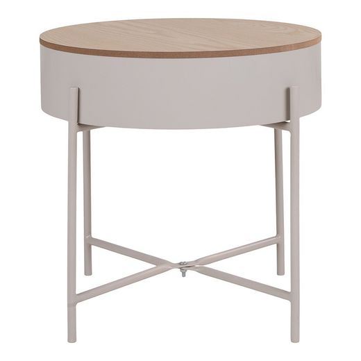 Tavolino, 40 x 40 x 40 cm, in acciaio beige e legno naturale | Collezione Sisco