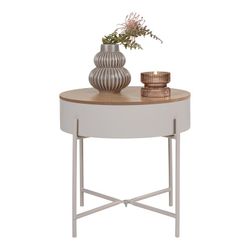 Tavolino, 40 x 40 x 40 cm, in acciaio beige e legno naturale | Collezione Sisco