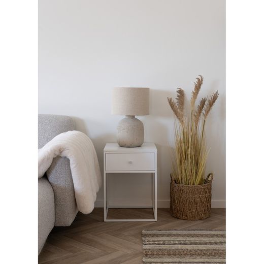 Tavolino, 40 x 40 x 55 cm, in legno e acciaio bianco | Collezione Vita