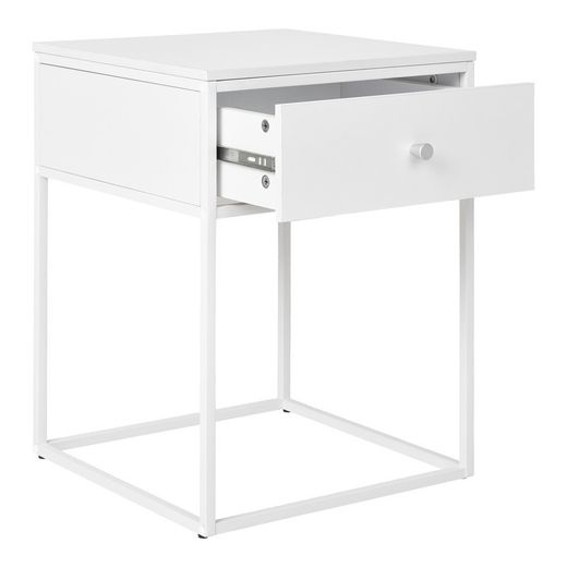 Tavolino, 40 x 40 x 55 cm, in legno e acciaio bianco | Collezione Vita