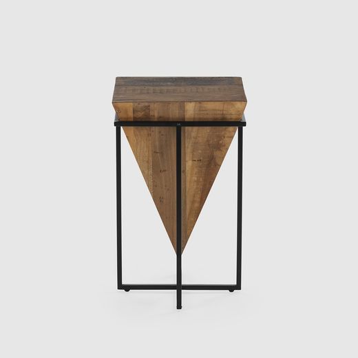 Tavolino, 42 x 42 x 68 cm, in legno e metallo, finitura naturale e nera | Collezione Avatar