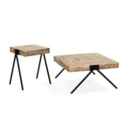 Tavolino, 45 x 51 x 60 cm, in legno di mango e metallo naturale | Collezione Indra