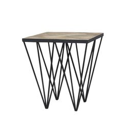 Tavolino, 50 x 50 x 55 cm, in olmo riciclato e ferro in naturale e nero | Collezione Sax