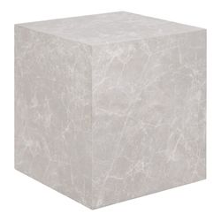Mesa auxiliar cuadrada, 40 x 40 x 45 cm, de madera efecto mármol en beige | Colección  Prague