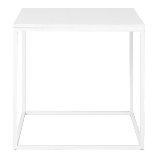 Tavolino quadrato, 45 x 45 x 45 cm, in legno e acciaio bianco | Collezione Vita